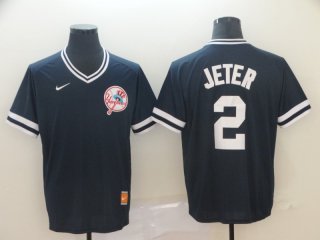 Men's New York Yankees 2 Derek Jeter Black Throwback Jersey