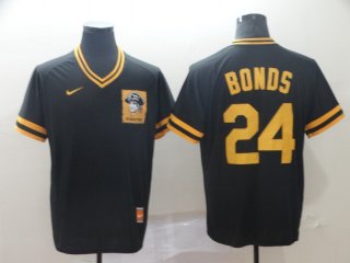 Men's Pittsburgh Pirates 24 Barry Bonds Black Throwback Jersey