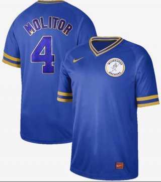 Brewers #4 Paul Molitor Royal Authentic Cooperstown Collection Stitched Baseball Jersey