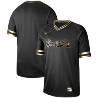 Braves Blank Black Gold Authentic Stitched Baseball Jersey