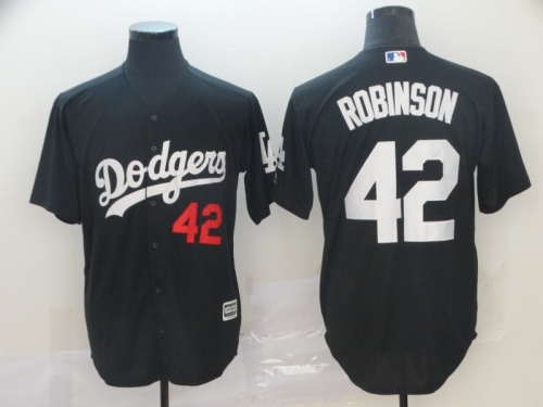 Men's Los Angeles Dodgers 42 Jackie Robinson Black Turn Back The Clock Cool Base Jersey