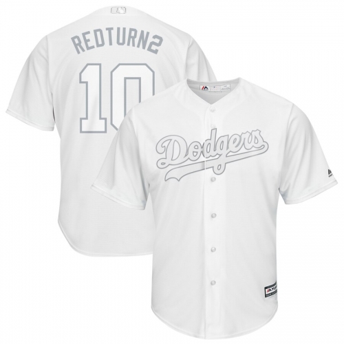 Men's Los Angeles Dodgers 10 Justin Turner RedTurn2 White 2019 Players' Weekend Player Jersey