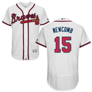 Atlanta Braves #15 Men's Sean Newcomb Authentic White Home Flex Base Baseball Jersey