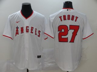 Men's Los Angeles Angels #27 Mike Trout White Stitched MLB Cool Base Nike Jersey