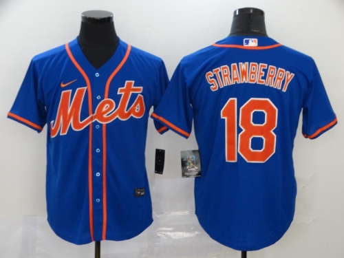 Men's New York Mets #18 Darryl Strawberry Blue Stitched MLB Cool Base Nike Jersey