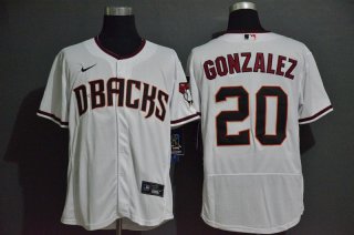 Men's Arizona Diamondback #20 Luis Gonzalez White Stitched Nike MLB Flex Base Jersey