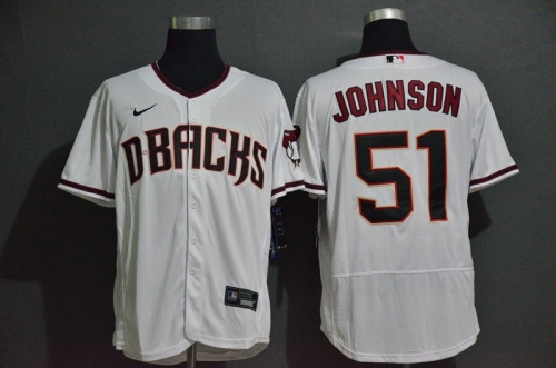 Men's Arizona Diamondbacks #51 Randy Johnson White Stitched Nike MLB Flex Base Jersey