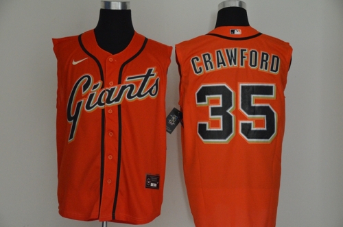 Men's San Francisco Giants #35 Brandon Crawford Orange 2020 Cool and Refreshing Sleeveless Fan Stitched MLB Nike Jersey