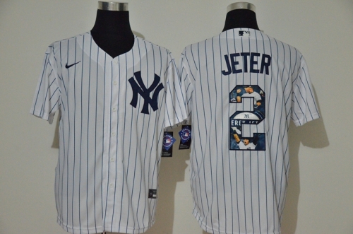 Men's New York Yankees #2 Derek Jeter White Unforgettable Moment Stitched Fashion MLB Cool Base Nike Jersey