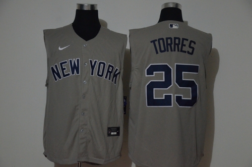 Men's New York Yankees #25 Gleyber Torres Grey 2020 Cool and Refreshing Sleeveless Fan Stitched MLB Nike Jersey