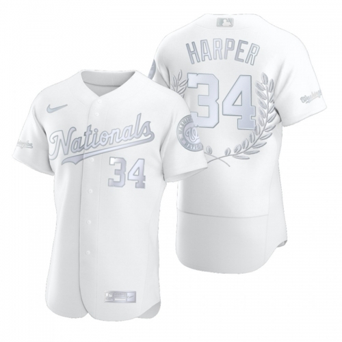 Men's Washington Nationals #34 Bryce Harper White Nike Flexbase Fashion Jersey