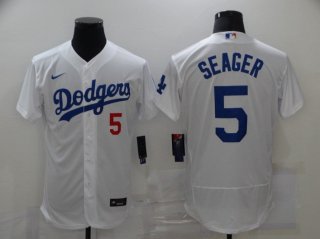 Men's Los Angeles Dodgers #5 Corey Seager White Stitched MLB Flex Base Jersey