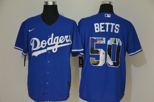 Men's Los Angeles Dodgers #50 Mookie Betts Blue Unforgettable Moment Stitched Fashion MLB Cool Base Nike Jerseys