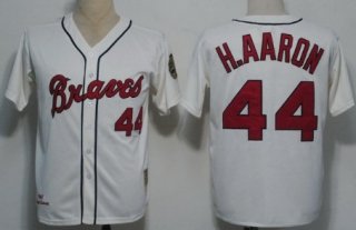 Big Size Atlanta Braves #44 Hank Aaron 1963 Cream Throwback Jersey