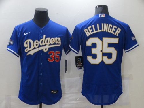 Men Los Angeles Dodgers 35 Bellinger Blue Elite 2021 Nike MLB Jersey