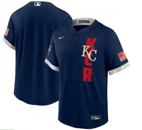 Men's Kansas City Royals Blank 2021 Navy All-Star Cool Base Stitched MLB Jersey