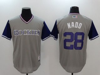 Men Colorado Rockies 28 Nado Gray Game Legend Edition MLB Jersey