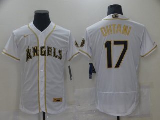 Men Los Angeles Angels 17 Ohtani White Elite 2021 Nike MLB Jersey