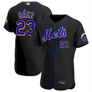 Men's New York Mets #23 Javier Baez Black Anthentic Nike Jersey