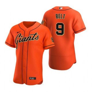 Men's San Francisco Giants #9 Brandon Belt Orange Alternate Jersey