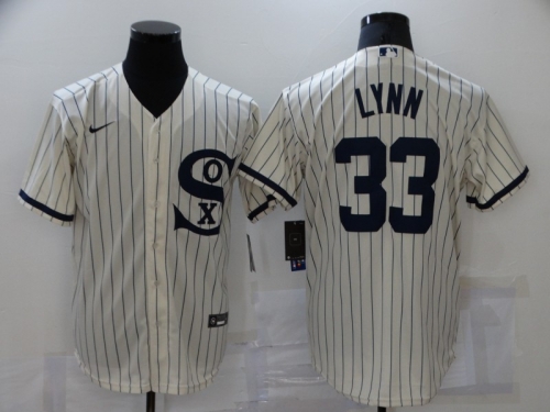 Men's Chicago White Sox #33 Lance Lynn 2021 Cream Field of Dreams Name Cool Base Stitched Nike Jersey