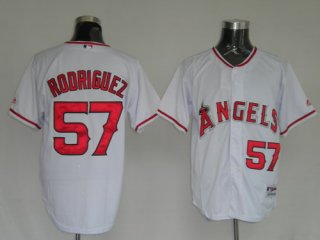 MLB Jerseys Los Angeles Angels #57 Francisco Rodriguez White softball jerseys