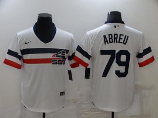 Men's Chicago White Sox #79 Jose Abreu White Throwback Cool Base Nike Jersey