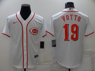 Men's Cincinnati Reds #19 Joey Votto White Stitched MLB Cool Base Nike Jersey