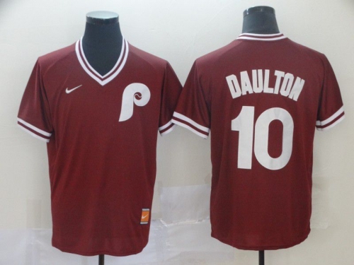 Men Philadelphia Phillies 10 Daulton Red Game Throwback Nike 2022 MLB Jersey