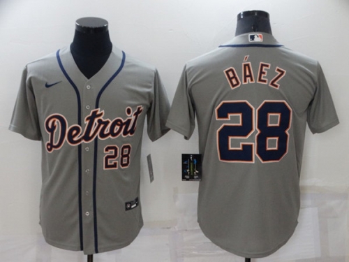 Men's Detroit Tigers #28 Javier Báez Grey Cool Base Stitched Jersey