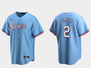 Men's Texas Rangers #2 Marcus Semien Light Blue Cool Base Stitched Baseball Jersey