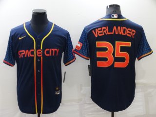 Men's Houston Astros #35 Justin Verlander 2022 Navy City Connect Cool Base Stitched Jersey