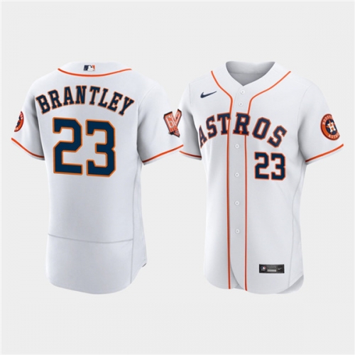 Men's Houston Astros #23 Michael Brantley White 60th Anniversary Flex Base Stitched Baseball Jersey