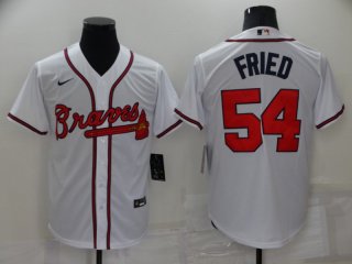 Men's Atlanta Braves #54 Max Fried White Stitched MLB Cool Base Nike Jersey