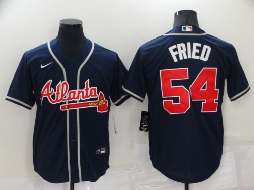 Men's Atlanta Braves #54 Max Fried Navy Blue Stitched MLB Cool Base Nike Jersey