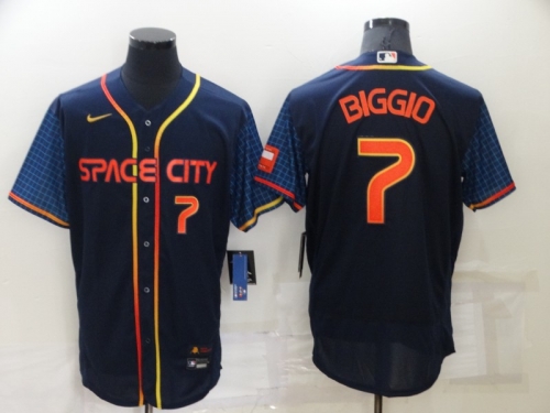 Men's Houston Astros #7 Craig Biggio Number 2022 Navy Blue City Connect Cool Base Stitched Jersey