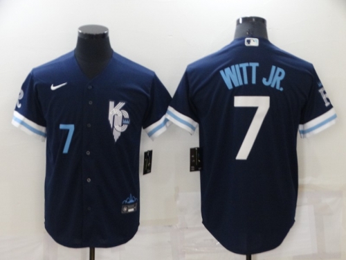 Men's Kansas City Royals #7 Bobby Witt Jr. Number 2022 Navy City Connect Cool Base Stitched Jersey