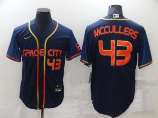 Men's Houston Astros #43 Lance McCullers Jr Number 2022 Navy Blue City Connect Cool Base Stitched Jersey