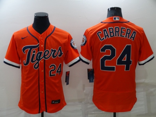 Men's Detroit Tigers #24 Miguel Cabrera Orange Stitched MLB Flex Base Nike Jersey