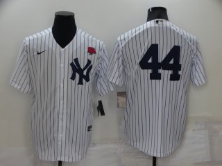 Men's New York Yankees #44 Reggie Jackson White No Name Stitched Rose Nike Cool Base Throwback Jersey