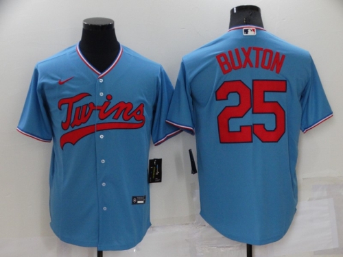 Men's Minnesota Twins #25 Byron Buxton Light Blue Pullover Throwback Cooperstown Nike Jersey