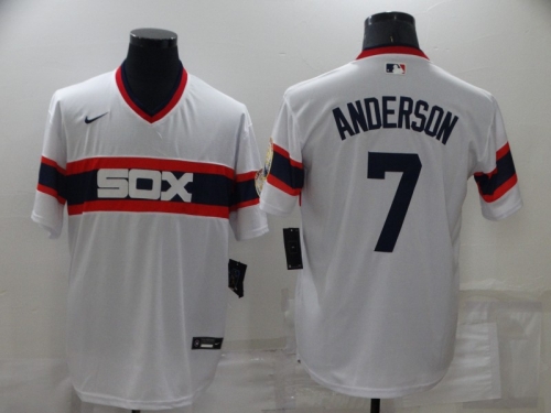 Men's Chicago White Sox #7 Tim Anderson White Pullover Stitched MLB Cool Base Nike Jersey