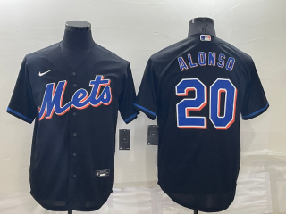 Men's New York Mets #20 Pete Alonso Black Stitched MLB Cool Base Nike Jersey