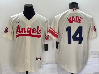 Men's Los Angeles Angels #14 Tyler Wade Cream 2022 City Connect Cool Base Stitched Jersey