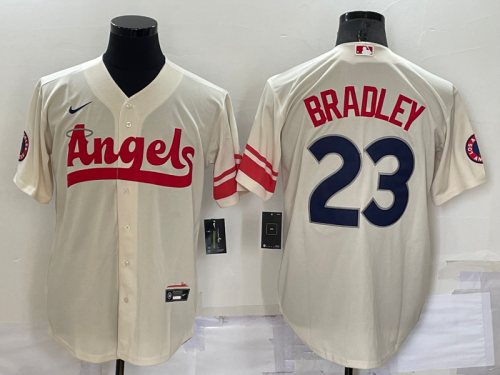 Men's Los Angeles Angels #23 Archie Bradley Cream 2022 City Connect Cool Base Stitched Jersey