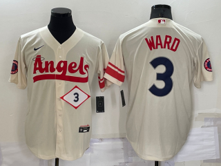 Men's Los Angeles Angels #3 Taylor Ward Number Cream 2022 City Connect Cool Base Stitched Jersey