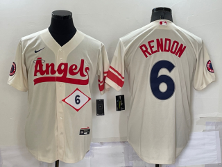 Men's Los Angeles Angels #6 Anthony Rendon Number Cream 2022 City Connect Cool Base Stitched Jersey