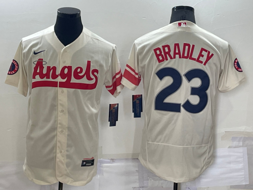 Men's Los Angeles Angels #23 Archie Bradley Cream 2022 City Connect Flex Base Stitched Jersey