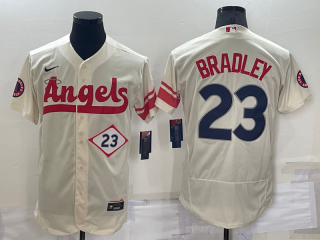 Men's Los Angeles Angels #23 Archie Bradley Number Cream 2022 City Connect Flex Base Stitched Jersey