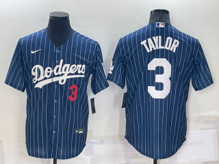 Men's Los Angeles Dodgers #3 Chris Taylor Navy Cool Base Stitched Baseball Jersey